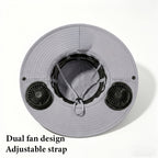 Men's Wide Brim Sun Hat with 2 Built-In Fans – Breathable UV Protection Fishing Hat for Outdoor Camping Hiking Beach Summer