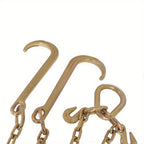 Grade 70 Heavy Duty Trailer Chain Set 5/16 Inch x 2 Feet with J Hooks and V-Chain Grab Hooks - Anti-Rust 20Mn2 Alloy Steel, 6000 lb Safe Working Load for Flatbed Trailer, Towing and Cargo Securing
