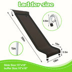Trampoline Ladder and Slide Kit 2-Step Wide Safety Stairs Tear-Resistant Slide PE Galvanized Steel Universal Trampoline Accessories for Kids Adults Ages 14 Plus Outdoor Backyard Play