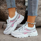 Women's Casual Low-Top Sneakers with Thick PVC Sole – Breathable Lightweight Tennis Shoes for Gym, Running & Everyday Wear | Women's Sports Shoes Sizes US 5-10 in Green, Black, Pink & Blue