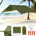 Outdoor Camping Tarp Canopy with UV Protection & Alloy Bracket – Portable Foldable 4-Person Shelter for Backpacking, Hiking, Garden & Outdoor Survival | All-Season Camping Awning
