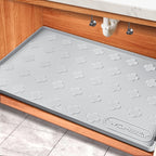 Under Sink Mat Waterproof Silicone 34" x 22", Under Sink Drip Tray Liner for Kitchen Bathroom Cabinet, Holds Up to 2 Gallons, Non-Toxic Leak Protection Mat with Raised Edges & Four-Leaf Clover Pattern