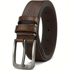 2-Pack Men's Leather Dress Belt with Gift Box – 1.25" Classic Single-Pin Removable Buckle, Adjustable Trim-to-Fit Waist 30"-52", Black & Brown Business Casual Belt for Jeans, Work & Outdoor