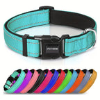 Reflective Dog Collar with Quick-Release Buckle – Soft Neoprene Padded Breathable 1" Striped Dog Collar for Small Medium Large Dogs, Durable Polyester, Sizes XS–XL, 8 Vibrant Colors