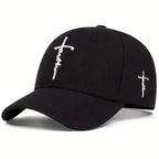 4pcs Faith-Themed Cross-Stitch Baseball Caps for Men & Women – Adjustable Lightweight Polyester Solid Color Casual Sports Sun Hat for Outdoor Travel Beach, Christmas Father's Day Gift
