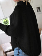 Women's Oversized Cable Knit Turtleneck Sweater Chunky Pullover Loose Fit Flared Hem Cozy Winter Knit Jumper 5 Colors S-XXL