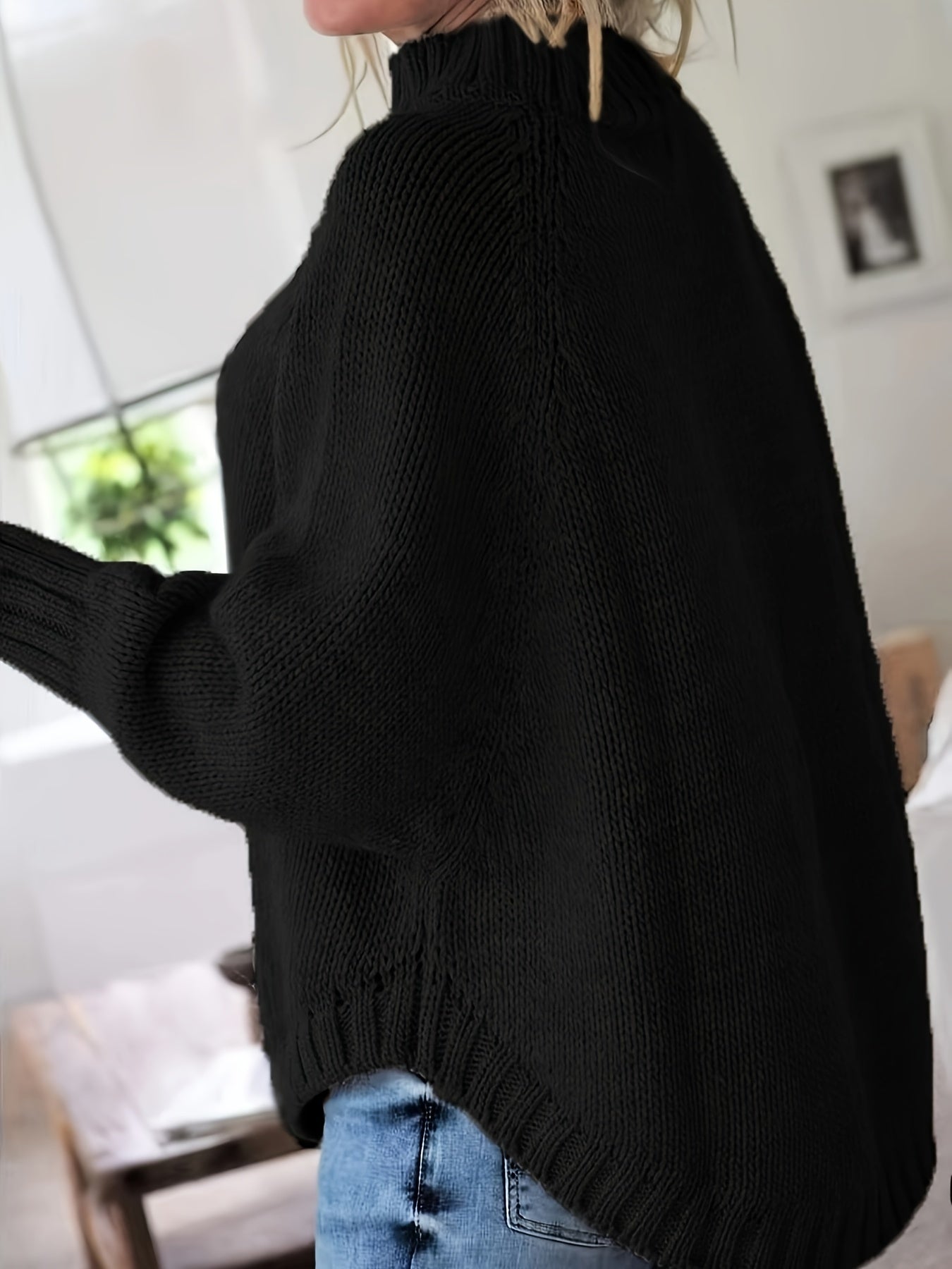 Women's Oversized Cable Knit Turtleneck Sweater Chunky Pullover Loose Fit Flared Hem Cozy Winter Knit Jumper 5 Colors S-XXL