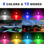 Wireless LED Strip Lights 8-Color Anti-Collision Warning Light with Remote Control – USB Rechargeable Waterproof LED Strips for Car Motorcycle Drone Bike, 4-Pack & 6-Pack