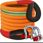 Heavy Duty Tow Rope & Hook Combo Set – 196.85" Nylon Recovery Rope 5/18/20 Ton with 2 Steel U-Hooks & Storage Bag, Off-Road Vehicle Recovery for Truck SUV UTV ATV Jeep, 3 Size Options