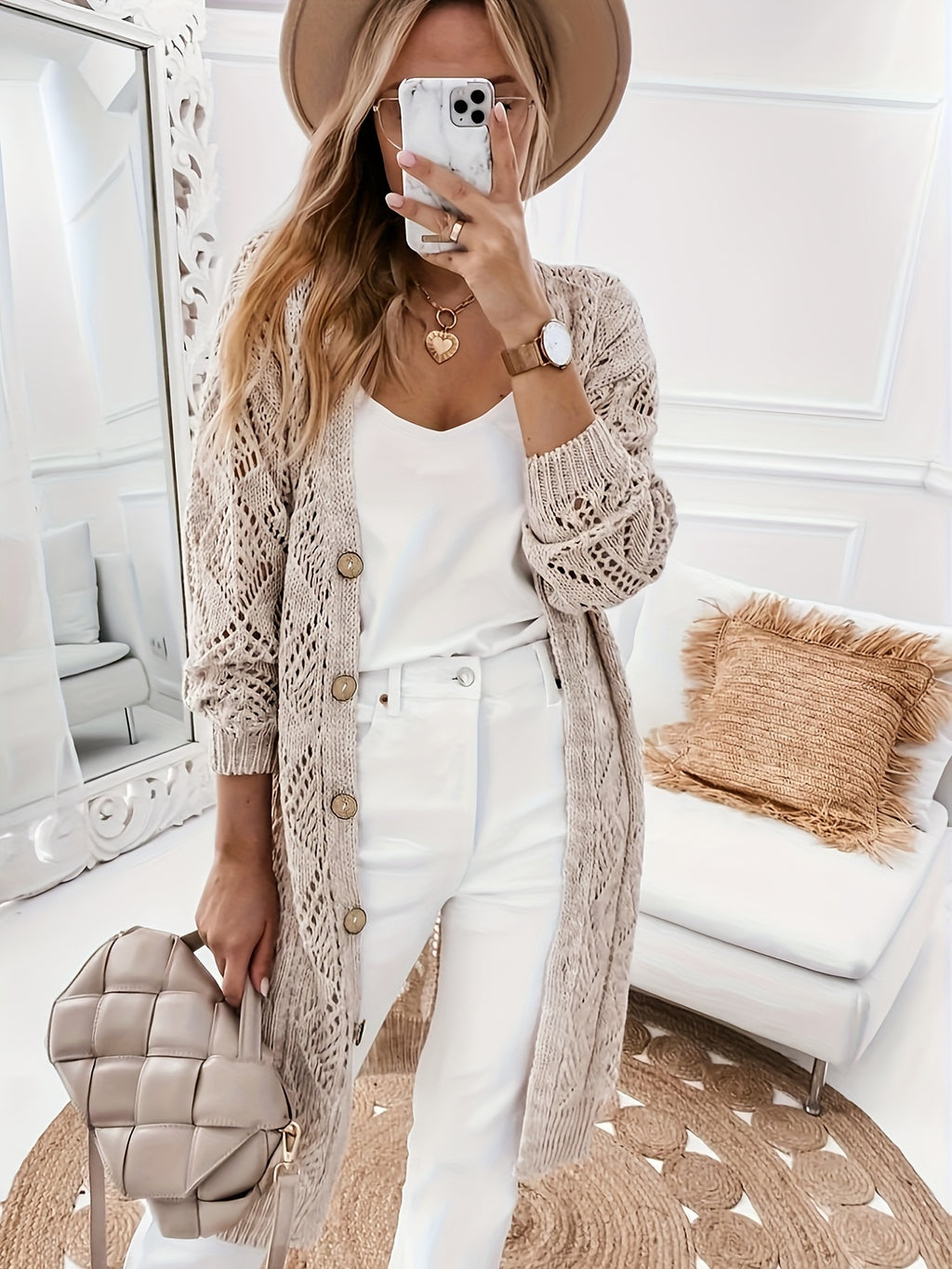 Women's Open Front Knit Cardigan Long Sleeve Loose Draped Sweater Outwear | V-Neck Drop Shoulder Fall Spring Layering Top Apricot Black S M L XL XXL