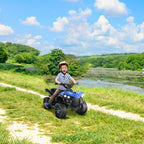 Kids Electric Quad ATV Ride-On Car with Headlights Pedal Accelerator All-Terrain Anti-Slip Tires 55 lbs Capacity 1.86 MPH Ride On Toy for Boys Girls Ages 3-6 Birthday Christmas Gift Blue Black Pink Red