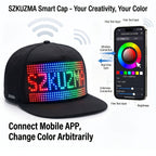 LED Light-Up Hat Smart App Programmable Scrolling Message Cap – 16x32 LED Matrix US Flag & Text Upload Breathable Unisex Novelty Gift for Teens Parties Events Anniversaries