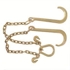 Grade 70 Heavy Duty Trailer Chain Set 5/16 Inch x 2 Feet with J Hooks and V-Chain Grab Hooks - Anti-Rust 20Mn2 Alloy Steel, 6000 lb Safe Working Load for Flatbed Trailer, Towing and Cargo Securing
