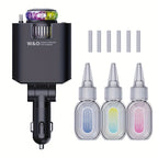 3-in-1 Car Charger Air Freshener & Starry Sky Ceiling Light – Dual Retractable Type-C & Lightning Cable 80cm, Aromatherapy Diffuser for iPhone 16/15 Samsung S25/S24, Car Interior Upgrade Gift