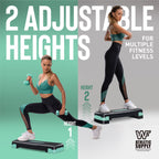 Aerobic Step Platform Set with 2LB Dumbbells & Measuring Tape – Adjustable Height Non-Slip Exercise Stepper 550lb Capacity for Home Gym Cardio Workout, Pink Green Blue