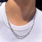 925 Sterling Silver Paperclip Chain Necklace for Women & Men – 3mm Thick Bohemian Style with Synthetic Stone, 20/22/24 Inch, Gift Box Included, Durable Everyday Jewelry for Daily Wear & Gifting
