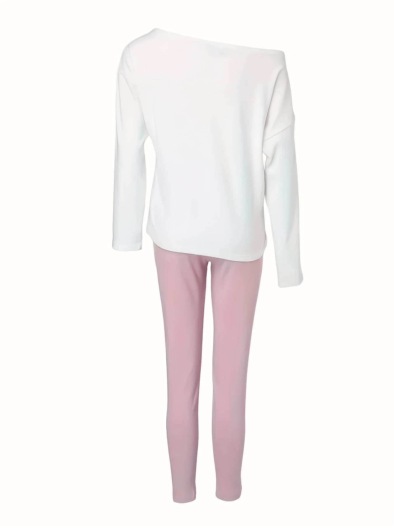 Women's Casual Letter Print Long Sleeve T-Shirt Wide Leg Pants 2 Piece Set Matching Lounge Outfit White Pink Black S-XXL