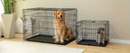 Folding Metal Wire Dog Crate Double Door with Divider Panel Leak-Proof Pan Tray Pet Kennel Indoor Outdoor Travel Small Medium Large XL Dogs 4 Sizes