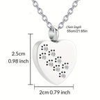 Personalized Pet Cremation Jewelry for Ashes - Custom Photo Urn Necklace with Paw Print Heart Pendant, Stainless Steel Memorial Locket for Dog & Cat Ashes, Includes Funnel Kit - Pet Loss Gift