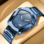 Men's Minimalist Quartz Watch with Irregular Dial & Calendar - Slim Business Wristwatch Alloy Case Metal Strap for Men, Office Casual Daily Wear, Birthday & Gift