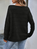 Women's Off-Shoulder Sweater - Solid Color Boat Neck Loose Knit Pullover | Casual Cozy Fall Winter Top Oversized Fashion Ladies Sweater