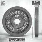Cast Iron Weight Plates 2-Inch Solid Baked Enamel Finish for Strength Training Weightlifting Bodybuilding Powerlifting Home Gym Barbell 2.5 5 10 25 35 45 100LB