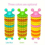 Caterpillar Natural Rubber Dog Chew Toy for Aggressive Chewers – Durable Teeth Cleaning Chew Toy with Anti-Bite Reinforced Ends, Interactive Dental Dog Toy for Medium Large Breeds, Lake Blue Green Pink