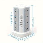 Power Strip Tower 16 AC Outlets 5 USB Ports USB-C PD20W 1500J Surge Protector Flat Plug Desktop Extension Cord