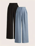 High-Waisted Wide-Leg Pants Two-Piece Set for Women – Trendy Matching Outfit, Casual & Chic Loungewear Coord Set