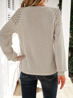 Women's Contrast Lace Raglan Sleeve Top Button Detail Casual Shirt Soft Stretch Polyester Blouse S M L XL XXL | Apricot Spring Fall Fashion