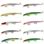 Minnow Fishing Lures 10pcs Hard Bait Set – 13.5cm 15.5g Plastic Artificial Fish for Bass Sunfish Trout Sea & Freshwater Tackle