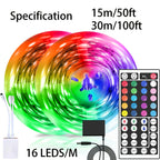 LED Strip Lights 100ft RGB Color Changing – Smart Remote Control, Stepless Dimming, Flashing & DIY Modes, Indoor TV Backlight, Bedroom, Living Room, Stairs, Party & Holiday Decor