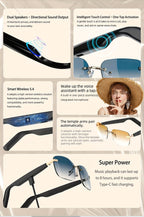 Bluetooth Smart Glasses with Touch Controls & Open Ear Audio – Integrated Microphone, Hands-Free Calls & Music, Polarized Lens, Ideal for Outdoor Sports, Driving & Everyday Wear