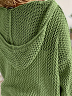 Women's Western Style Loose Hollow Out Sweater Hoodie Top - Crochet Knit Pullover Open Knit Casual Boho Shirt Yellow Green Khaki Red Grey S M L XL XXL Spring Fall