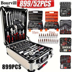 52-Piece Professional Tool Set - Chrome Vanadium Steel, Portable Toolbox for Home & Car Repair, Multi-Function DIY Hand Tool Kit for Enthusiasts & Professionals, Great Gift for Men