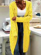 Women's Solid Color Knit Cardigan Sweater – Soft Stretch Polyester Open Front Layering Jacket for Fall Winter