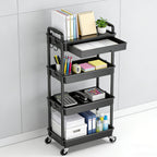 Rolling Storage Cart 3-Tier & 4-Tier with Drawer & Lockable Wheels Multifunctional Plastic Shelf Organizer for Kitchen Bathroom Living Room Office – 7 Colors