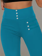 Women's High-Waisted Beaded Leggings - Elastic Slim Fit Shaping Pants, Non-See-Through, Machine Washable, Spring Summer Fall Wear, Multi-Color Options S-XXL