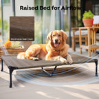 Cooling Elevated Dog Bed with Removable Pillow-Top Mat – Raised Bolster Dog Cot with Breathable Mesh Non-Slip Feet Dog Sofa Bed for Indoor & Outdoor Use