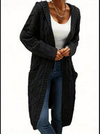 Women's Solid Color Knit Cardigan Sweater – Soft Stretch Polyester Open Front Layering Jacket for Fall Winter
