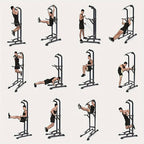 Power Tower Pull Up Bar Dip Station – Adjustable Height 50"-90.6" 330LBS Multi-Function Strength Training Equipment for Men & Women Home Gym, Free Elastic Bands Included
