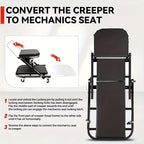 Mechanic Creeper Stool Z-Shape | Foldable 3-in-1 Crawler, Non-Foldable & Sliding Stool | 300LB Capacity, 6 Swivel Casters, Thick Padded Cushion – Garage Rolling Seat, Gift for Men – Red & Grey