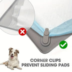 Dog Pee Pad Holder with Magnetic Clips – Reusable Silicone Puppy Potty Training Tray, High-Sided Leak-Proof Design, Easy to Clean, Fits Standard & XL Pads, Ideal for Puppies, Cats & Small Pets