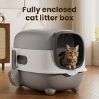 Covered Cat Litter Box – Spacious Fully Enclosed Design with Scoop, Spill Prevention & Odor Control, Easy to Clean & Store, Ideal for All Cats