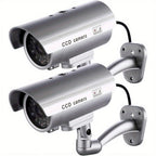 Dummy Security Camera Fake CCTV Surveillance System – Realistic Simulated LED Lights, Adjustable Mount & Warning Stickers, Indoor & Outdoor Home Security Decoy Camera – 2 or 4 Pack