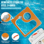 LUXOAK Inflatable Sea Pool Floating Dock 13x13FT with Dual Depth Design, 0.7mm PVC Safety Mesh Net & EVA Non-Slip Surface, Modular Ocean Party Platform for Water Recreation, Family Beach Fun