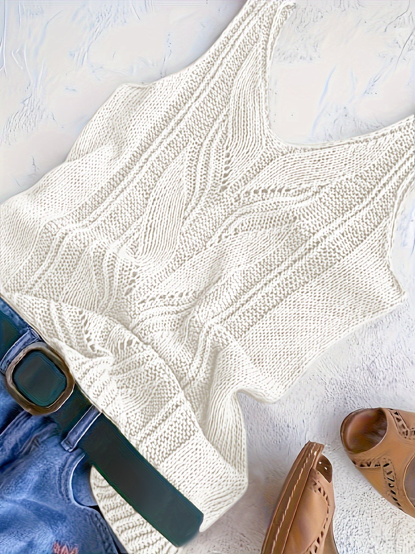Women's V-Neck Knitted Tank Top – Elegant Sleeveless Solid Color 100% Acrylic Knit Vest for Summer, Available in 15 Colors