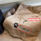 Personalized Pet Blanket Custom Embroidered with Name - Plaid Throw Blanket for Dogs & Cats, Cozy Machine Washable Bedspread for Bed & Couch, 3 Embroidery Styles 4 Colors - Puppy & Kitten Gift