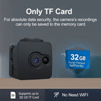 Mini Hidden Security Camera No WiFi Needed – 32GB SD Card Support, Continuous Loop Recording, Rechargeable Battery, Plug & Play – Home Security, Baby Monitor, Pet Camera, Office Surveillance