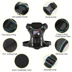 Dog Vest Harness Set with Leash – Adjustable No-Pull Harness Includes 5 Patches, Seat Belt, Collapsible Bowls & Poop Bag Dispenser for Training Walking Hiking XS to XL